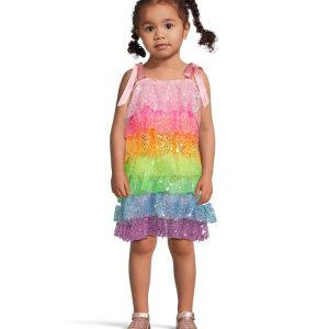 Lola and The Boys Neon Sequin Ruffle Dress (Toddler/Little Kid/Big Kid)