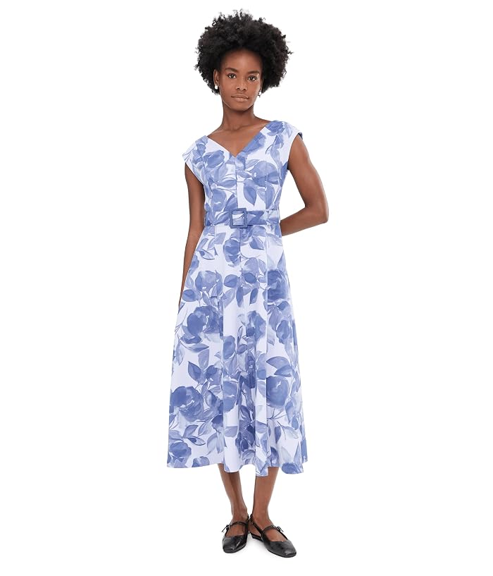 Calvin Klein Sleeveless Floral Scuba Belted Aline
