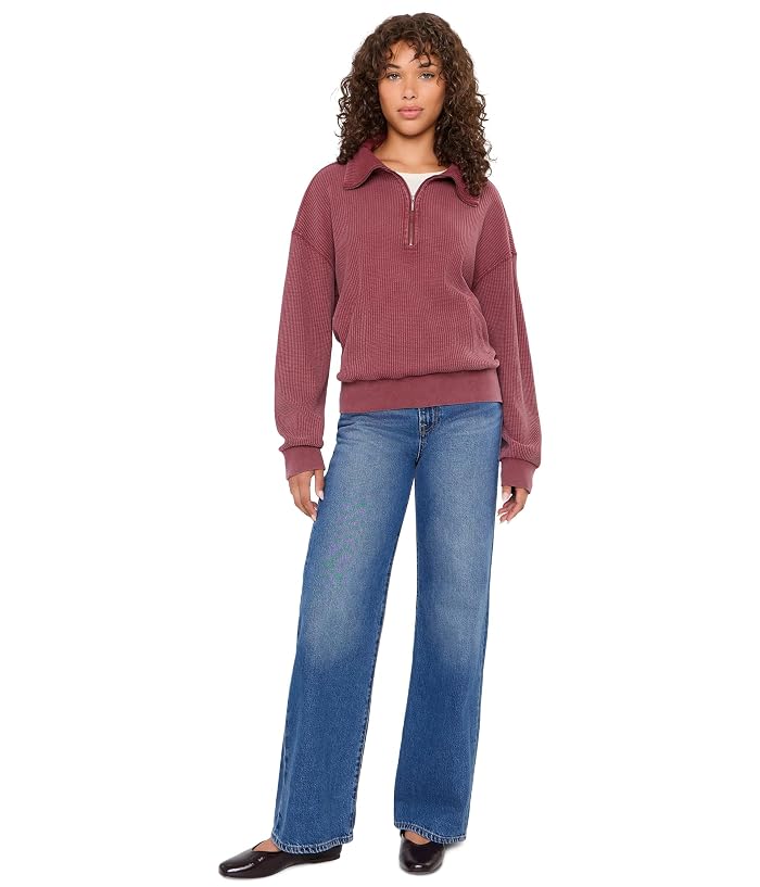 Mod-o-doc Long Sleeve 1/4 Zip Waffle Texture Sweatshirt - Image 2