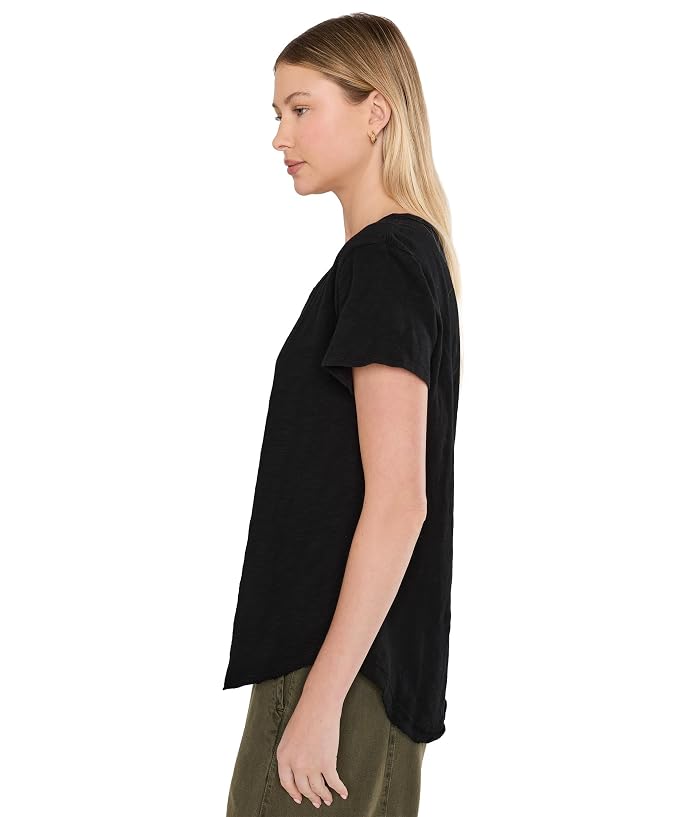 Mod-o-doc Short Sleeve V-Neck Tee with Curved Hem - Image 3