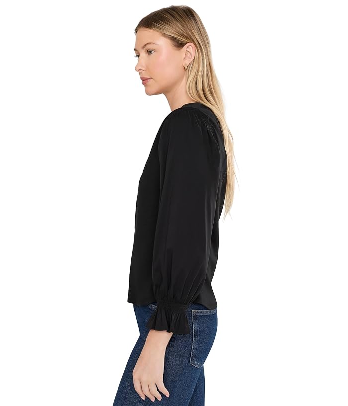 Liverpool Los Angeles 3/4 Sleeve Knit-to-Woven Top w/ Smocking - Image 3