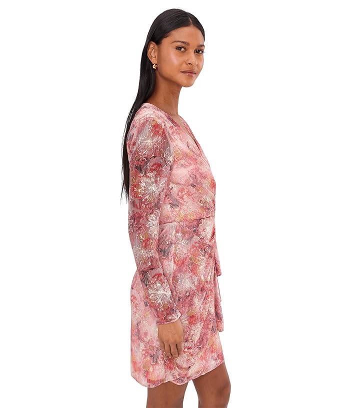Adrianna Papell Printed Metallic Crinkle Dress - Image 3