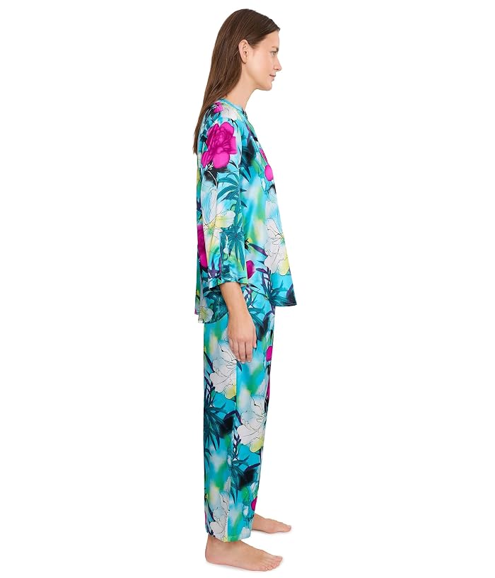 N by Natori Viva Printed Satin Mandarin Pajama Set - Image 3