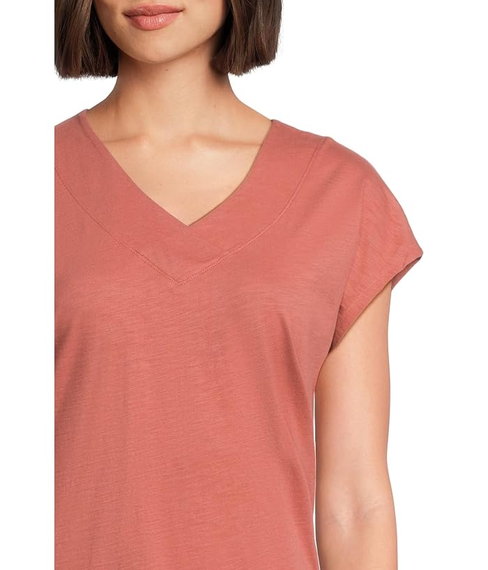 L.L.Bean Organic Cotton V-Neck Cap Sleeve Tee - Image 4