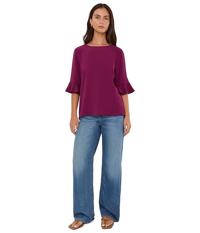 CeCe Short Sleeve Ruffle Cuff Crew Neck Blouse - Image 2