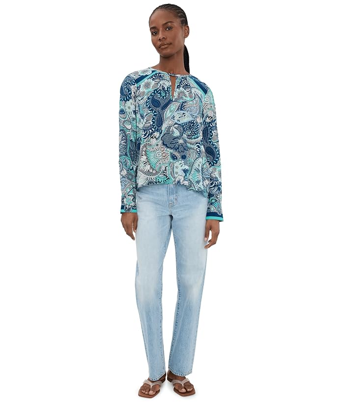 Liverpool Los Angeles Petite Long Sleeve Woven Top w/ Keyhole Neckline - Image 2
