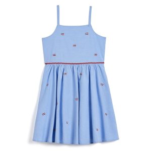 Janie and Jack Oxford Flag Embroidered Dress (Infant/Toddler/Little Kid/Big Kid)