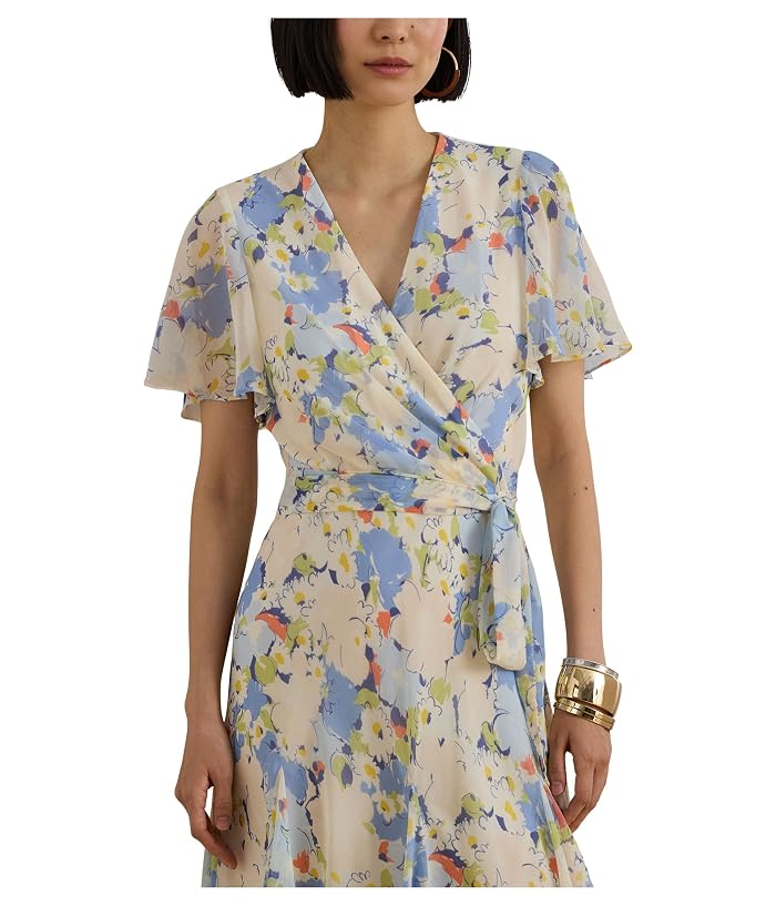 Lauren Ralph Lauren Floral Crinkle Georgette Surplice Dress - Image 2