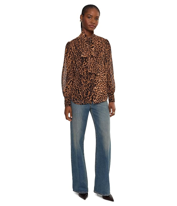 Lauren Ralph Lauren Ocelot-Print Chiffon Tie Neck Blouse - Image 2