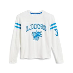 Junk Food Clothing Kids NFL Detriot Lions Striped Yoke Long Sleeve Tee (Little Kid/Big Kid)