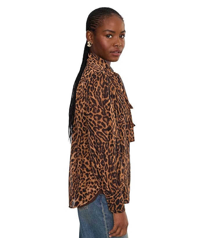 Lauren Ralph Lauren Ocelot-Print Chiffon Tie Neck Blouse - Image 3