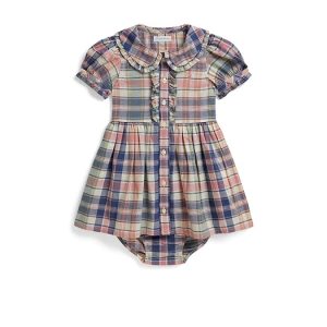 Polo Ralph Lauren Kids Plaid Cotton Shirtdress & Bloomer (Infant)