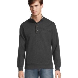 L.L.Bean Katahdin Iron Works Bonded Waffle Fleece Mock Neck