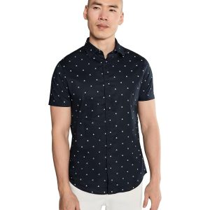 Armani Exchange Short Sleeve Poplin Slim Button-Down Shirt