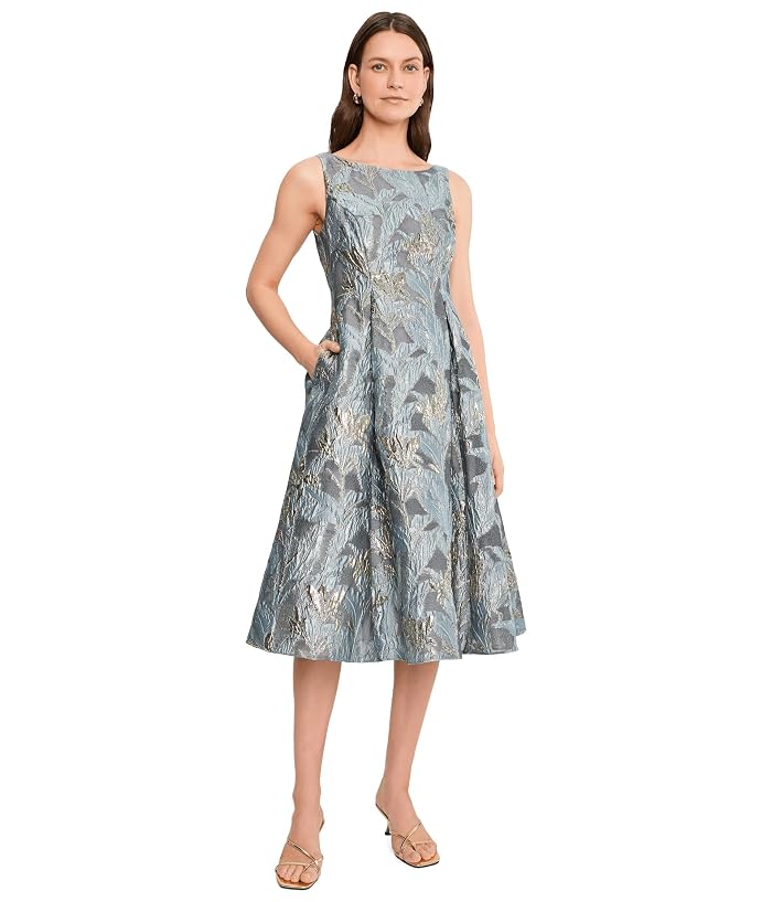 Adrianna Papell Jacquard Tea Length Dress - Image 2