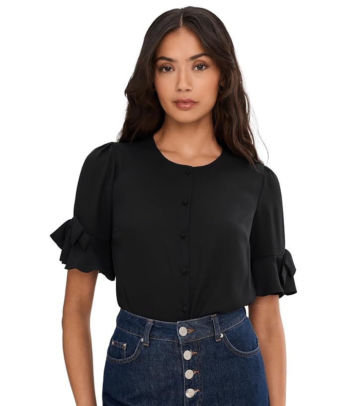 CeCe Flounce Elbow Bow Sleeve Top