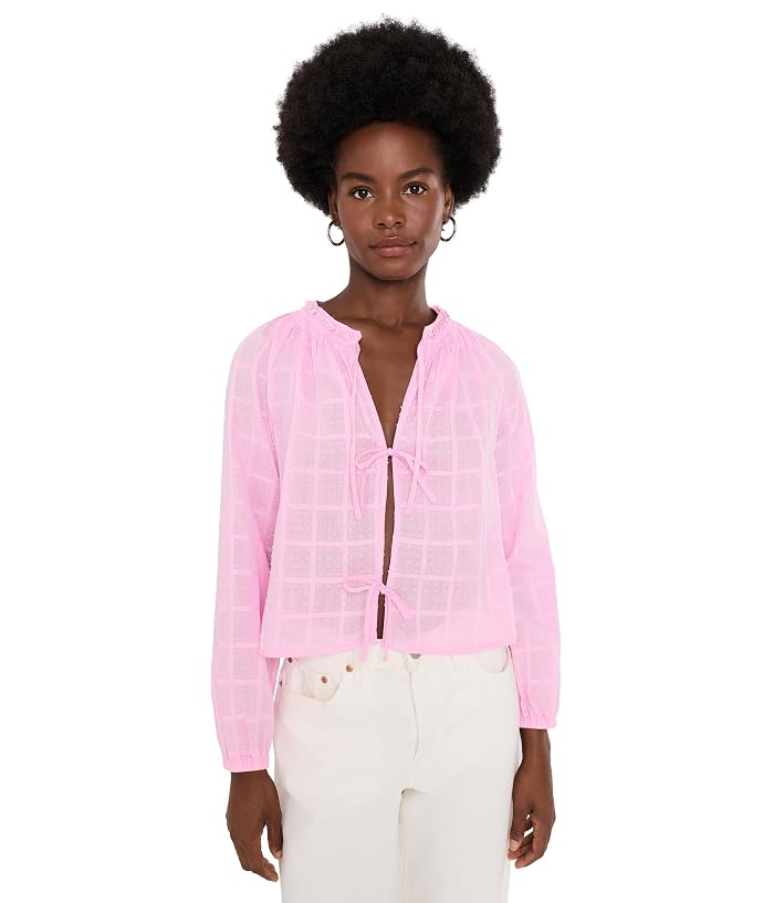 Splendid Fleur Tie Front Long Sleeve Blouse