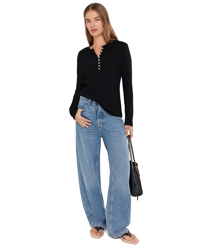 Michael Stars Mabel Long Sleeve Ribbed Henley - Image 2