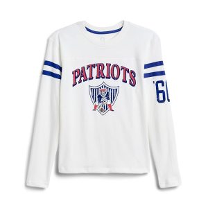 Junk Food Clothing Kids NFL New England Patriots Striped Yoke Long Sleeve Tee (Little Kid/Big Kid)