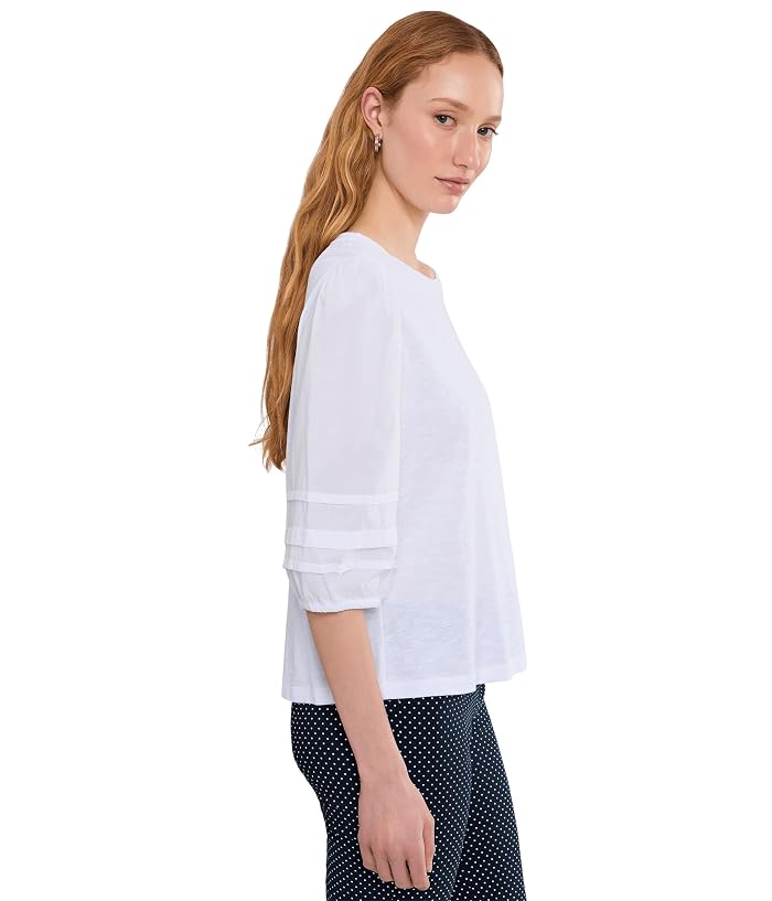 Elliott Lauren Mixed Signals - Knit Woven Combo Top With Balloon Sleeves - Image 3