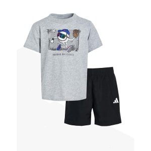 adidas Kids Heather Graphic Tee and Woven Shorts Set (Infant)