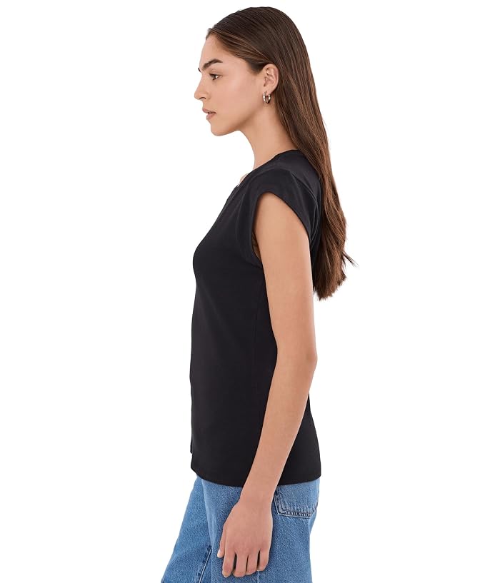 Mod-o-doc Cap Sleeve Open Crew Neck Tee - Image 3