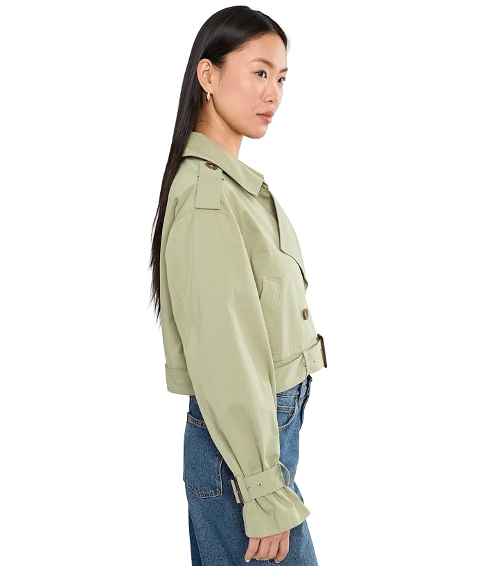 Blank NYC Cropped Trenchcoat in Green - Image 3