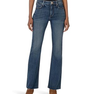 KUT from the Kloth Stella High-Rise Fab Ab Flare W/Raw Hem