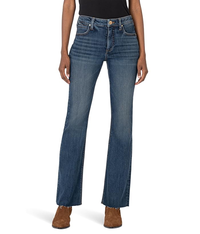 KUT from the Kloth Stella High-Rise Fab Ab Flare W/Raw Hem