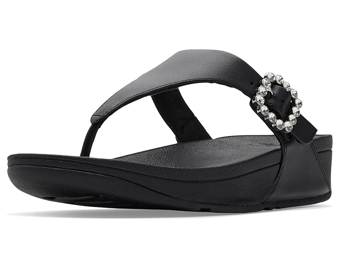 FitFlop Lulu Crystal-Buckle Leather Toe-Post Sandals