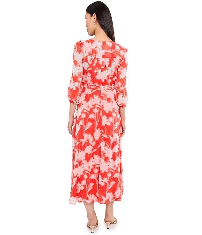Calvin Klein Long Sleeve Floral Chiffon Self Tie Midi - Image 4