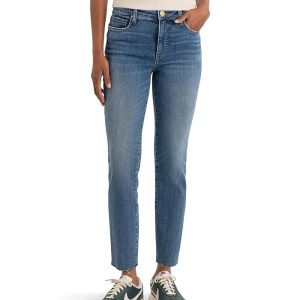KUT from the Kloth Reese High-Rise Fab Ab Ankle Straight Raw Hem