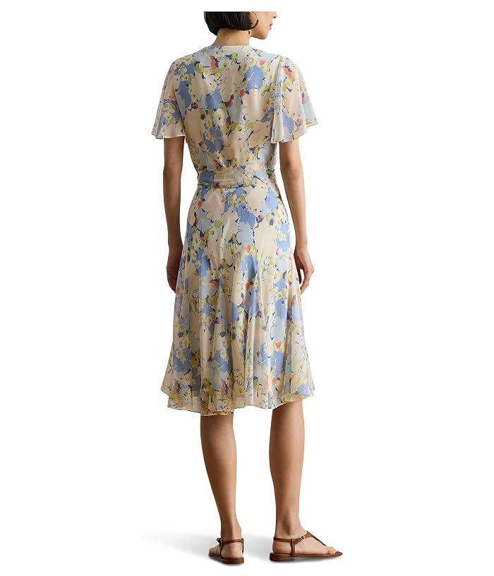 Lauren Ralph Lauren Floral Crinkle Georgette Surplice Dress - Image 3