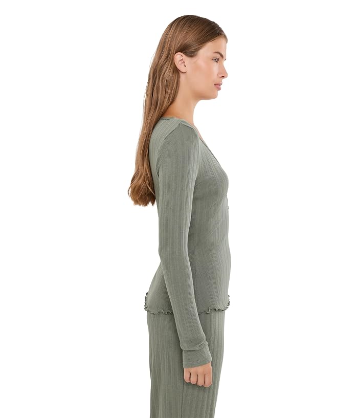 Eberjey Pointelle V-Neck Henley - Image 3