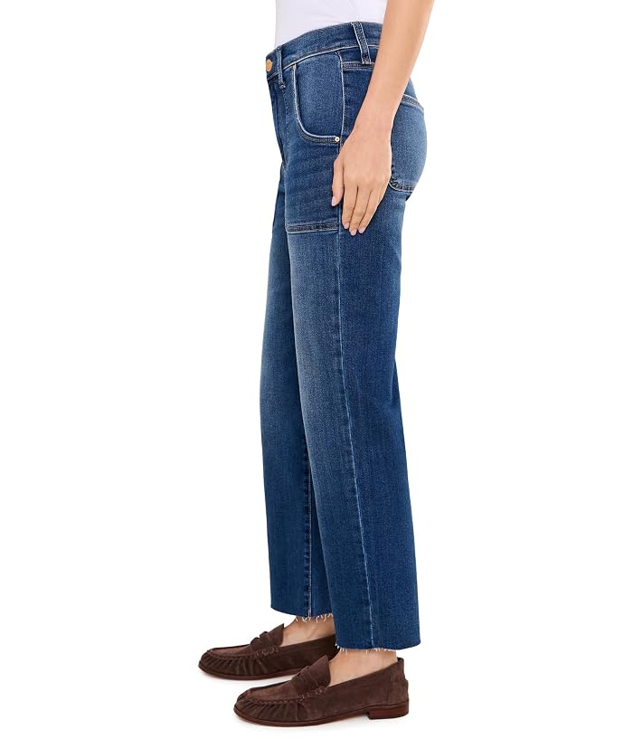 KUT from the Kloth Avery High-Rise Porkchop Pocket Easy Straight Leg with Raw Hem in Fortune/Dark Base Wash - Image 3