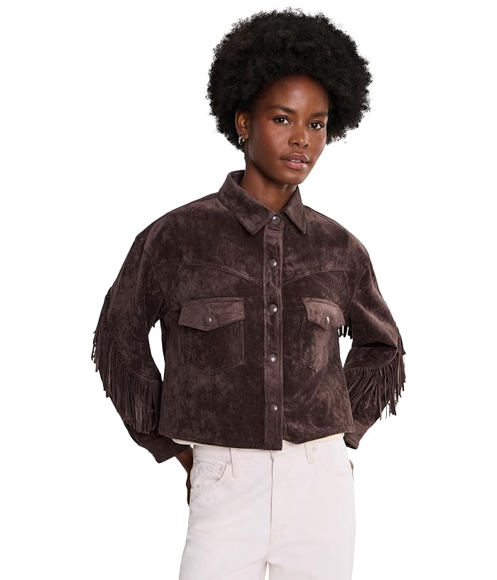 Blank NYC Bonfire Fringe Faux Suede Shirt Jacket