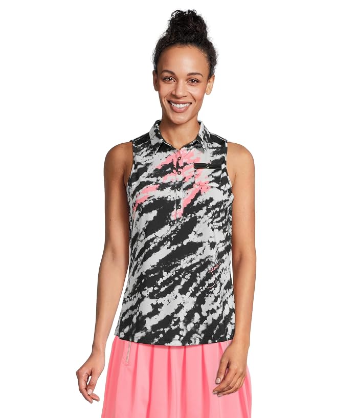 Jamie Sadock Rorschach Print Full Button-up Front Sleeveless Top