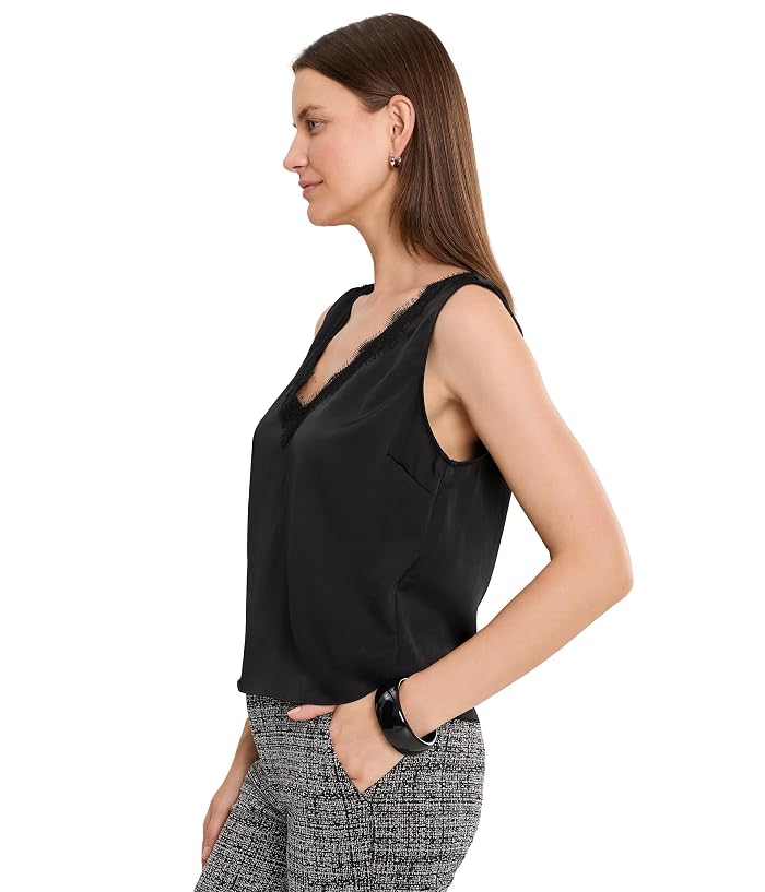 Liverpool Los Angeles V-Neck Woven Tank with Lace Trim - Image 3