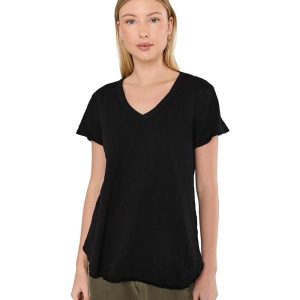 Mod-o-doc Short Sleeve V-Neck Tee with Curved Hem