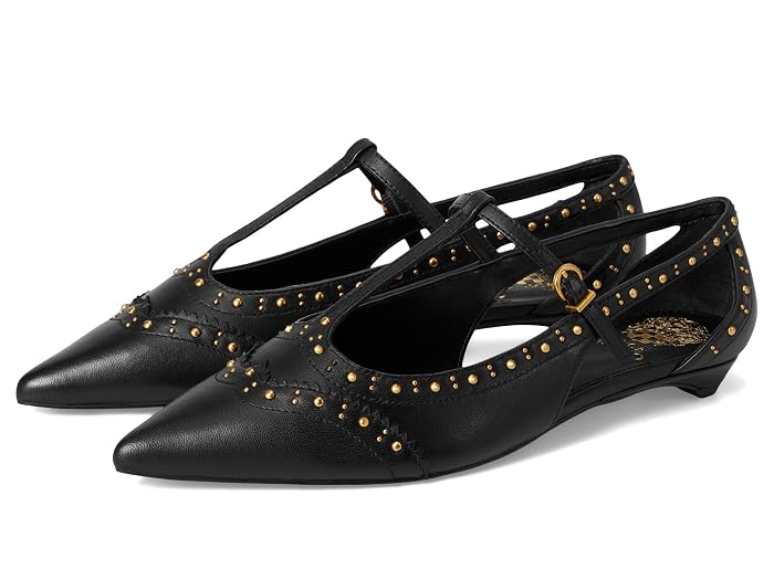 Vince Camuto Valkie Studded Kitten Heel T-strap Flat Mule