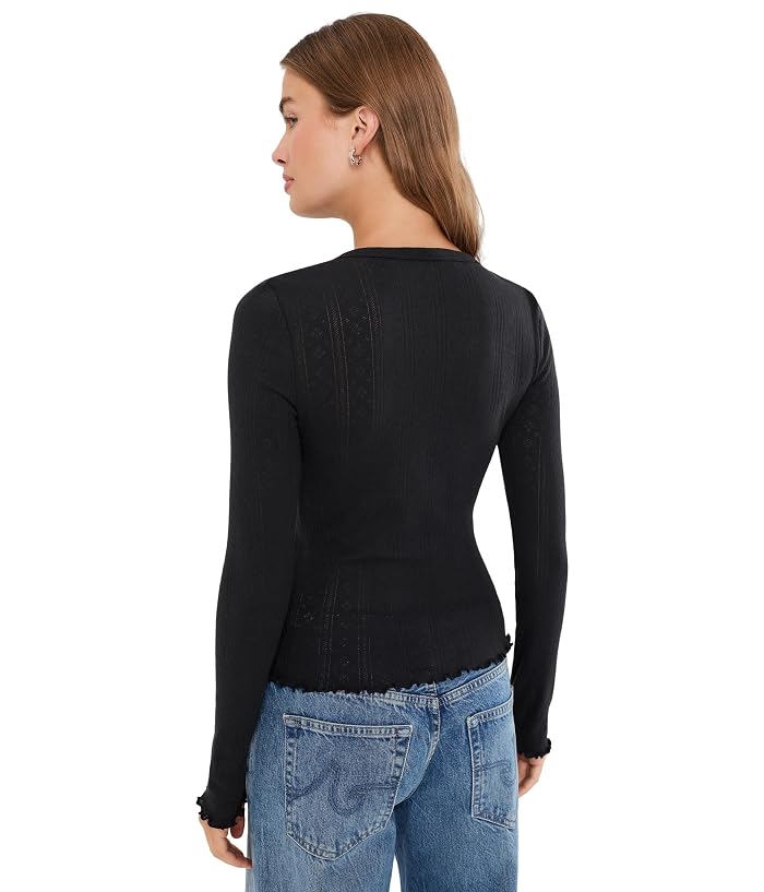DAZE Bunny Everyday Daze V-Neck Long Sleeve Pointelle Henley - Image 4