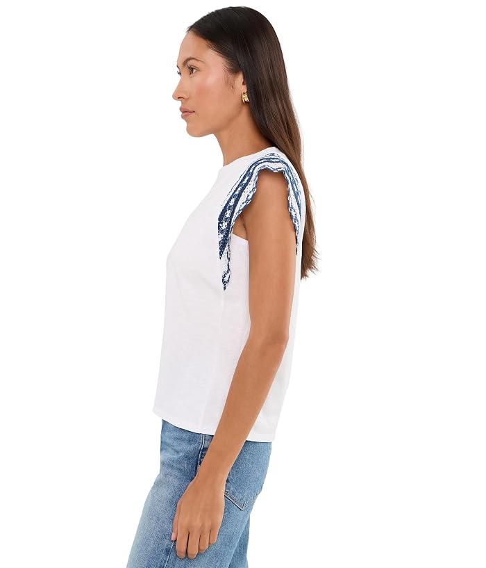 NIC+ZOE Petite Knit Trim Cotton Slub Top - Image 3