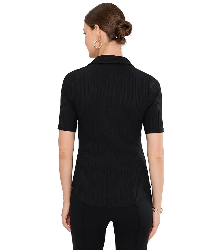 Lauren Ralph Lauren Rib-Knit Elbow-Sleeve Polo Tee - Image 4