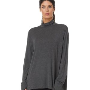 Norma Kamali Long Sleeve Turtleneck Easy Fit Top