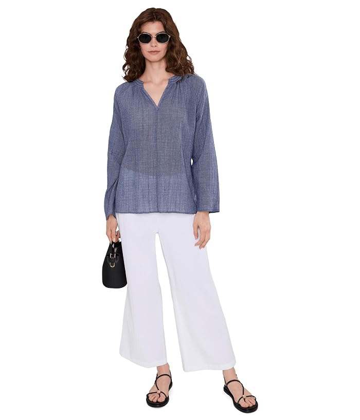 Eileen Fisher Cotton Microstripe Pucker Raglan Sleeve Top - Image 2