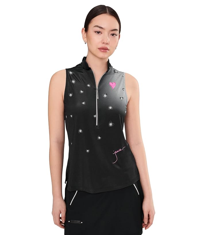 Jamie Sadock Happy Heart Sleeveless Zip Front with Scattered Dots