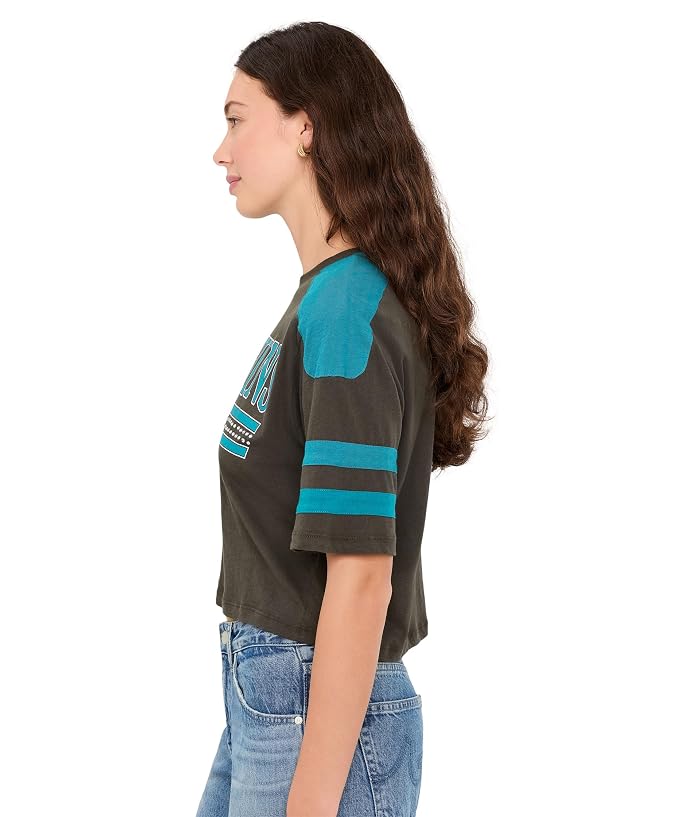 Junk Food Clothing NFL Miami Dolphins Bling Striped Crop Tee - Image 3