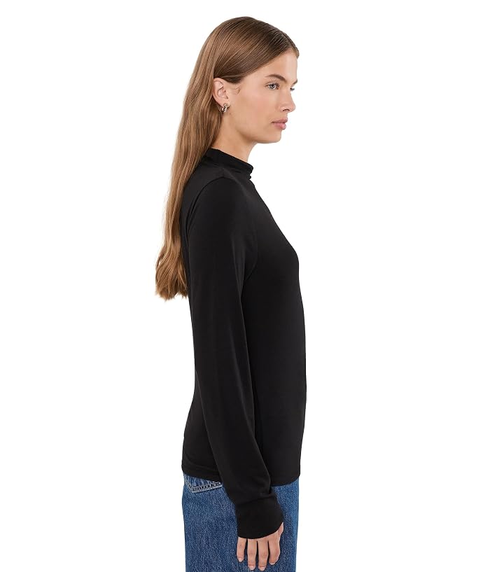 Eileen Fisher Sheer Cotton Blend Knit Funnel Neck Tee - Image 3