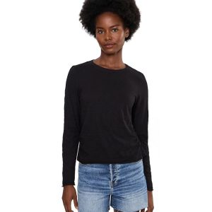 Mod-o-doc Long Sleeve Side Gather Crew Neck Slim Tee