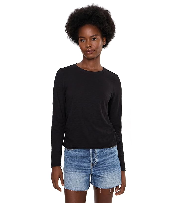 Mod-o-doc Long Sleeve Side Gather Crew Neck Slim Tee